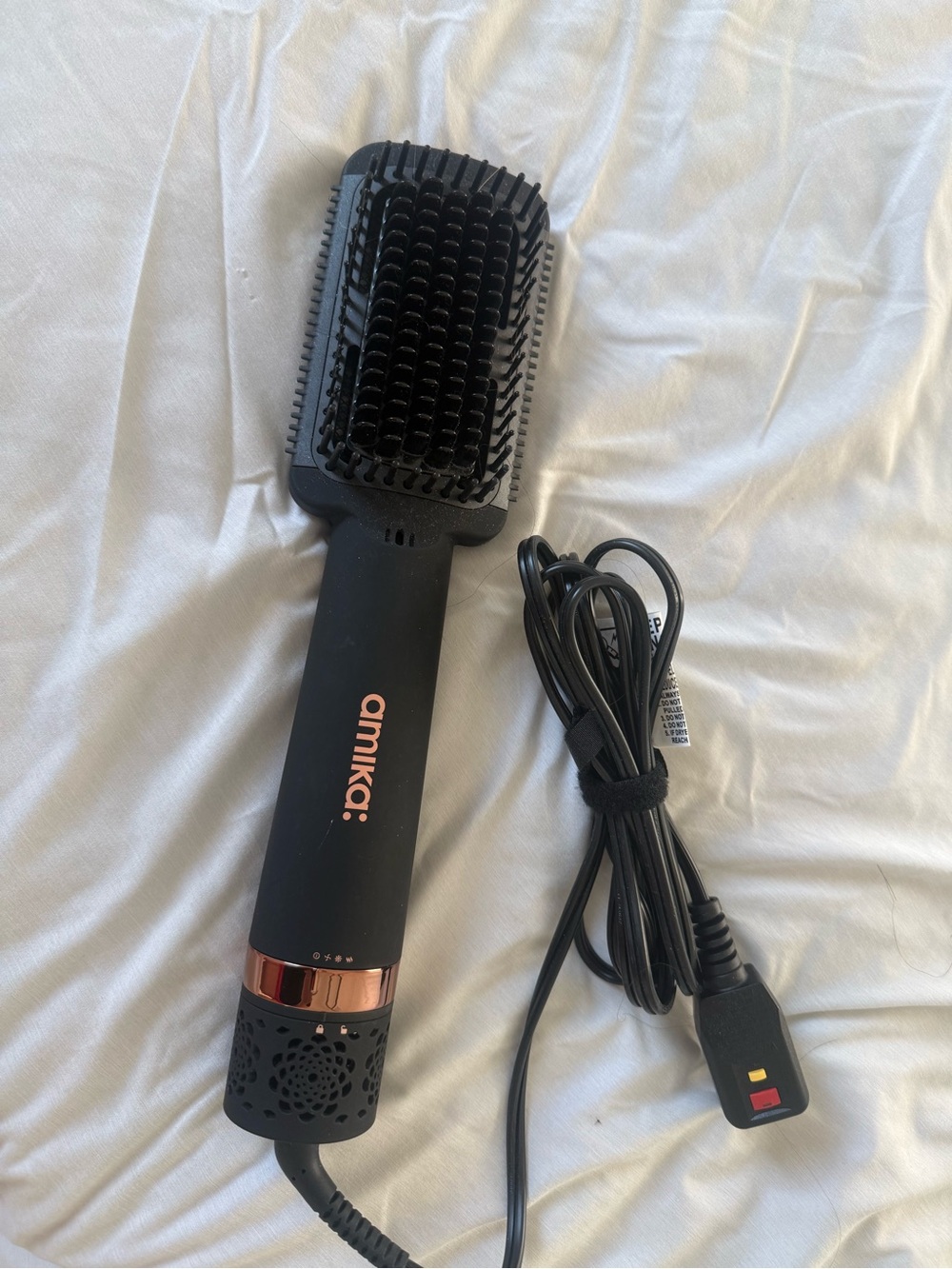 amika Black and Rose Gold double agent 2 in 1 Paddle Heat Brush